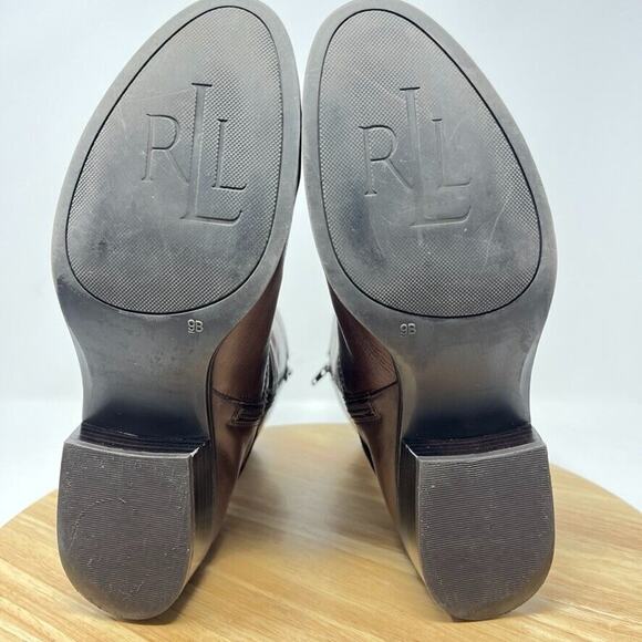 Lauren Ralph Lauren Mesi Brown Leather Ankle Boots Women's 9 - Picture 8 of 14